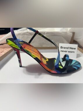 Christian Louboutin Multicolor Floral Patent Strappy Stiletto